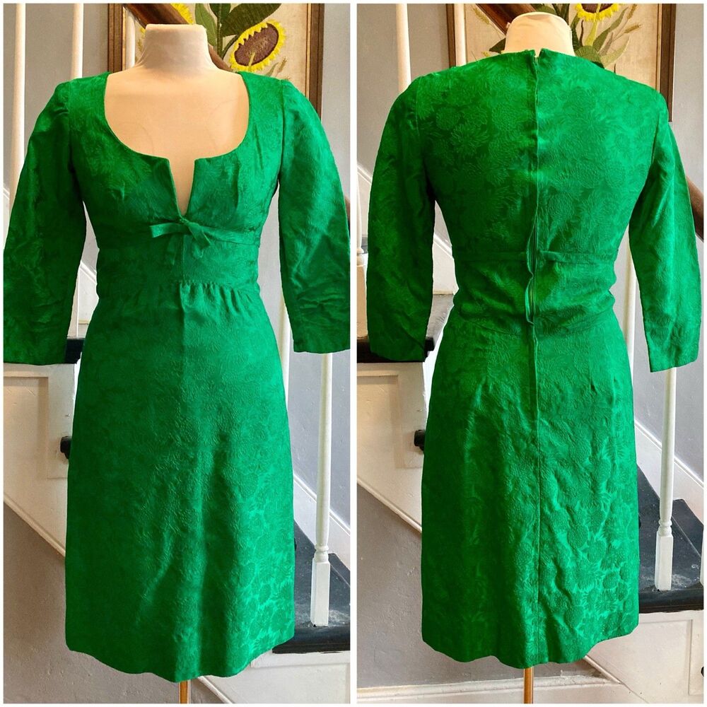 Green Midi Dress with Subtle Jacquard Texture